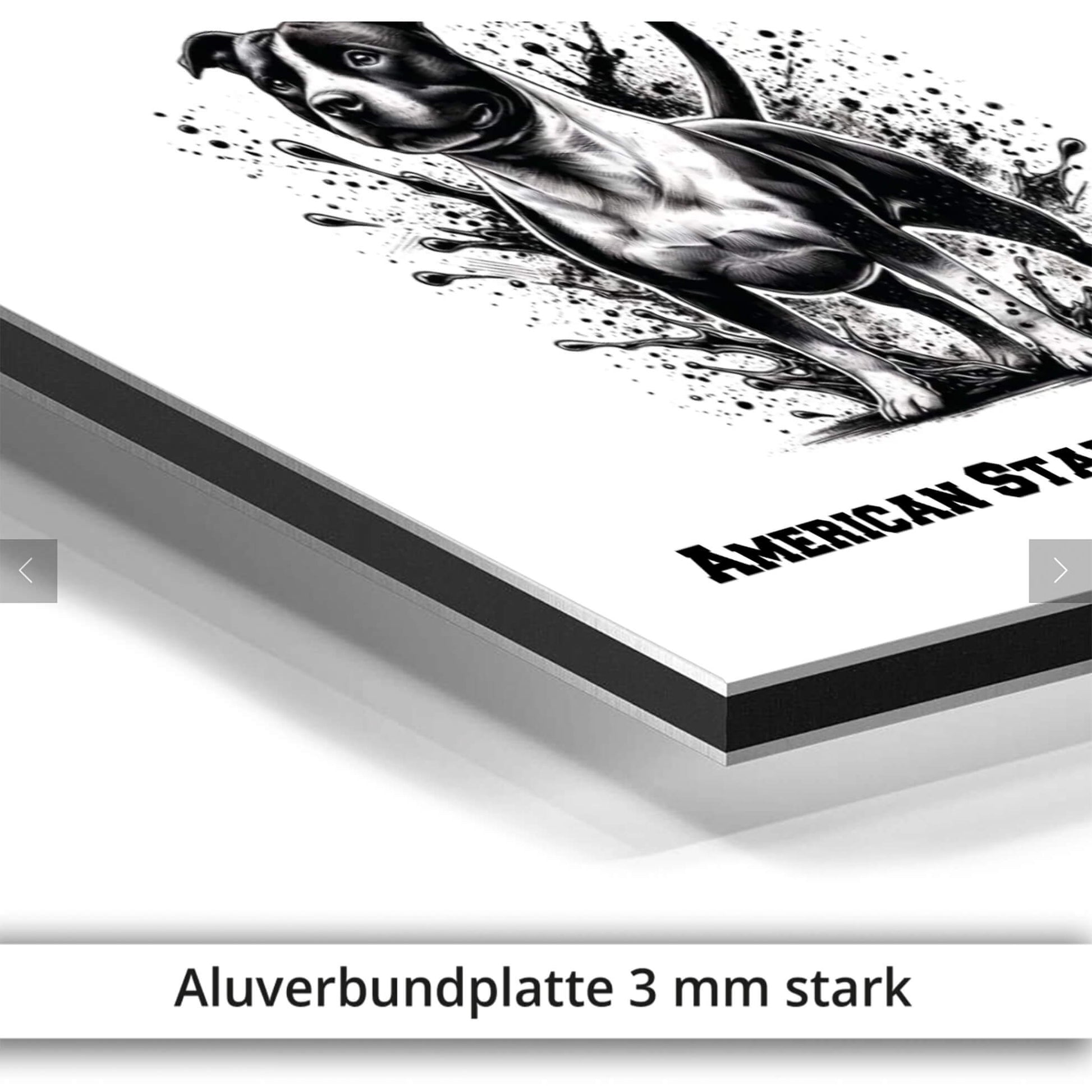 American Staffordshire Terrier Schild mit grosser Illustration Aluverbundplatte