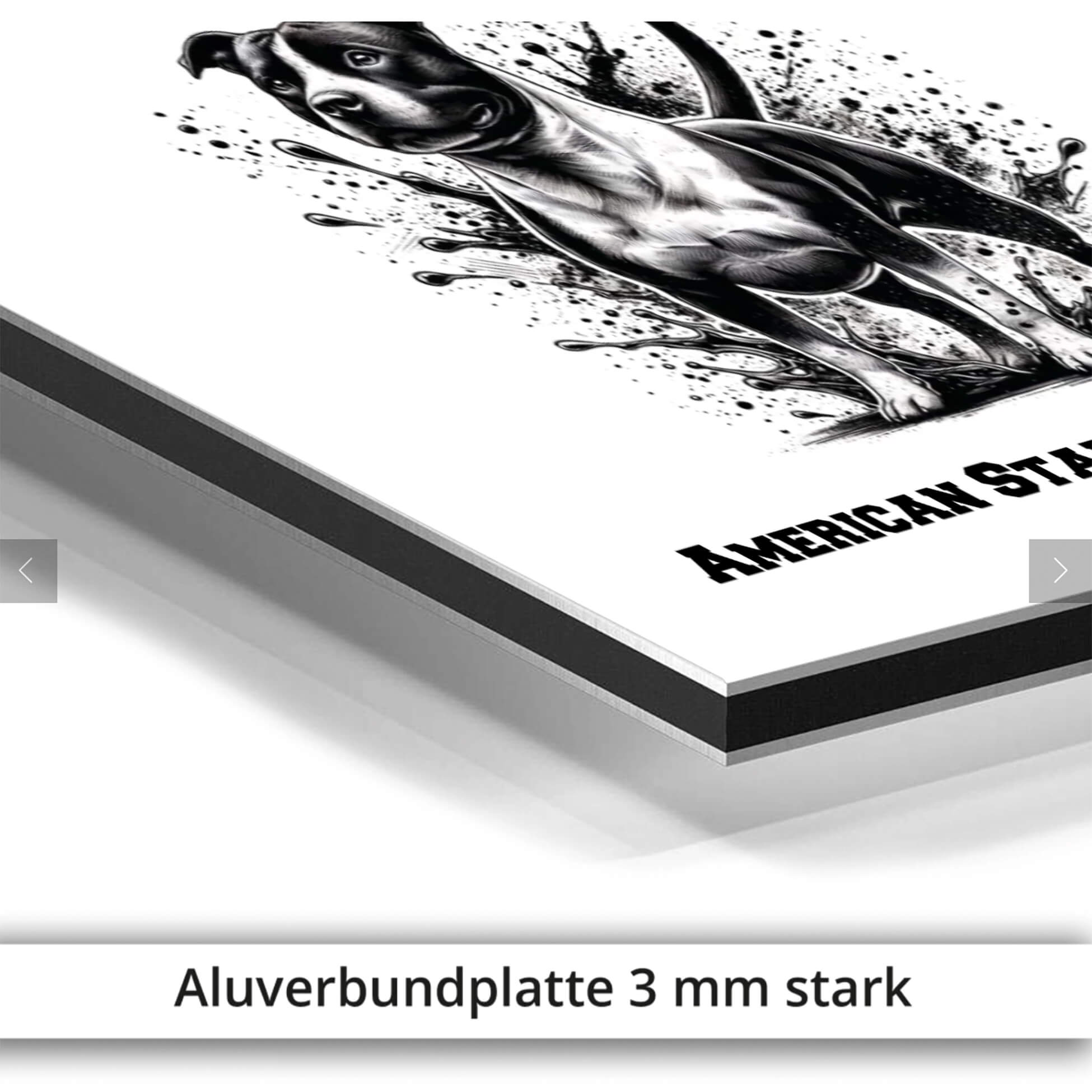 American Staffordshire Terrier Schild mit grosser Illustration Aluverbundplatte