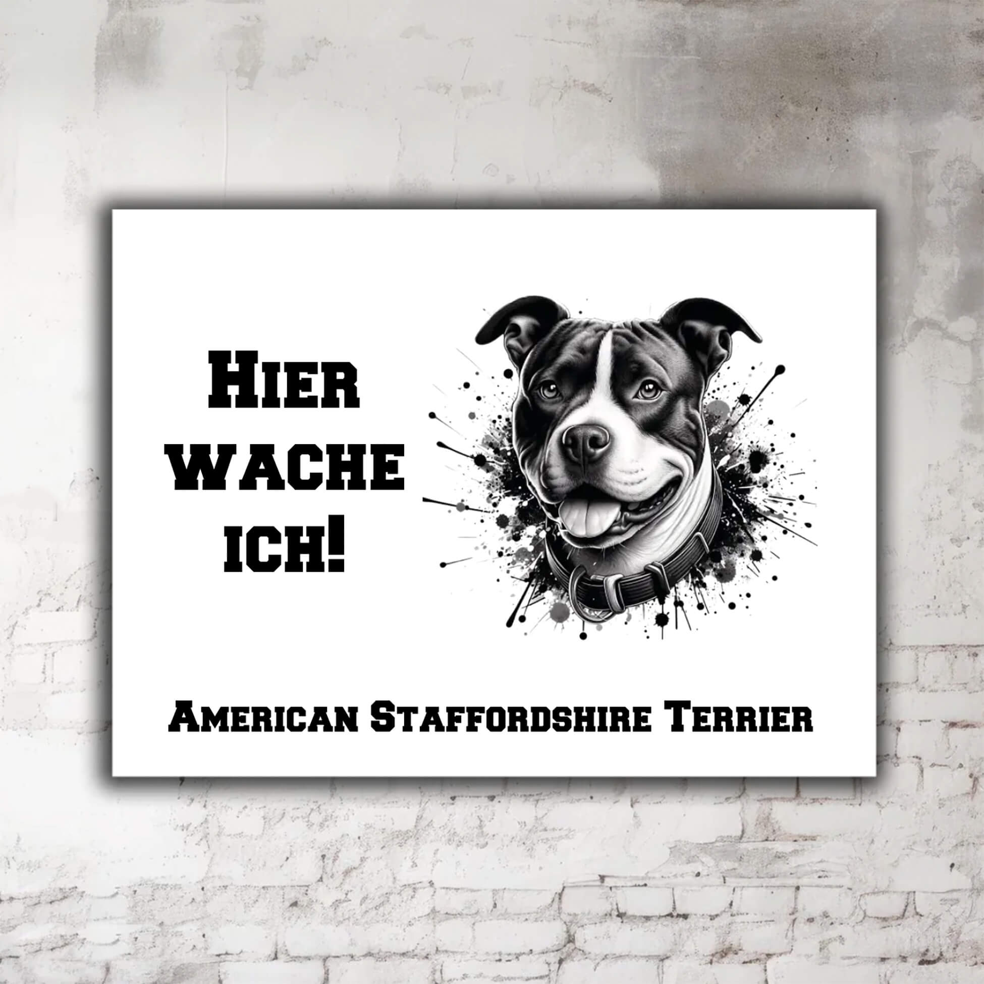 American Staffordshire Terrier Warnschild Illustration Kopf