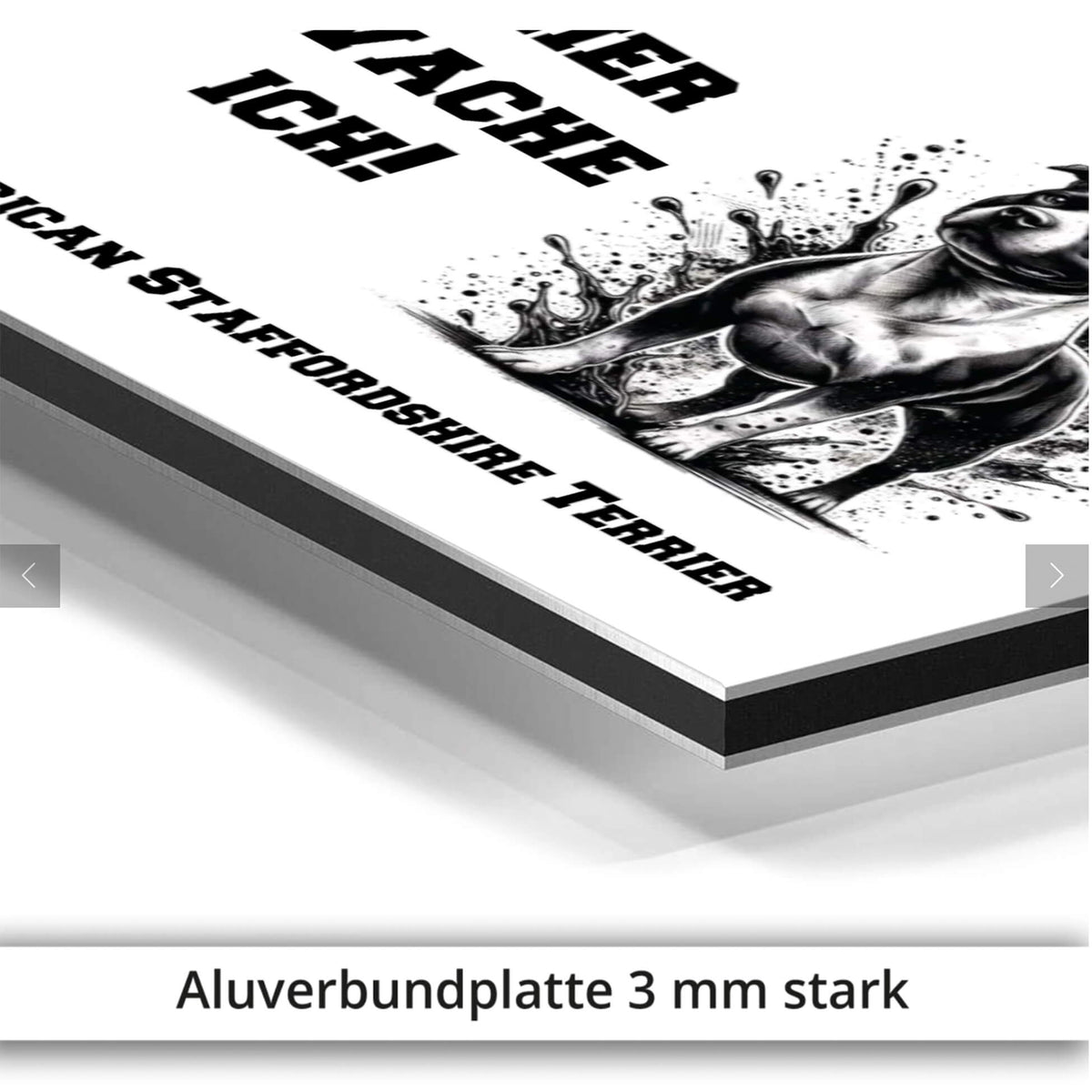 American Staffordshire Terrier Warnschild mit Illustration Aluverbundplatte
