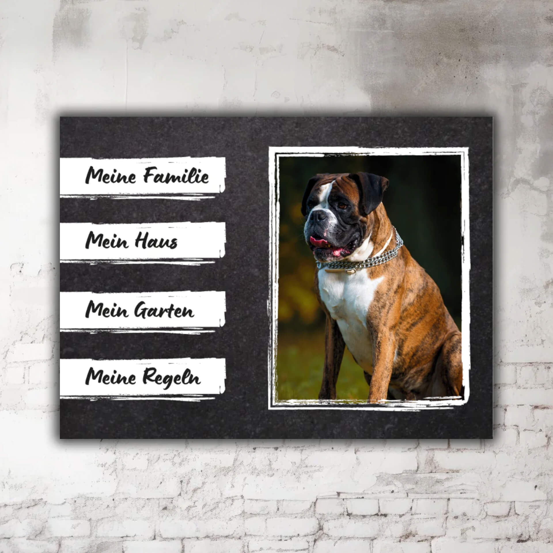 Deutscher Boxer Warnschild mit Foto Motiv P001