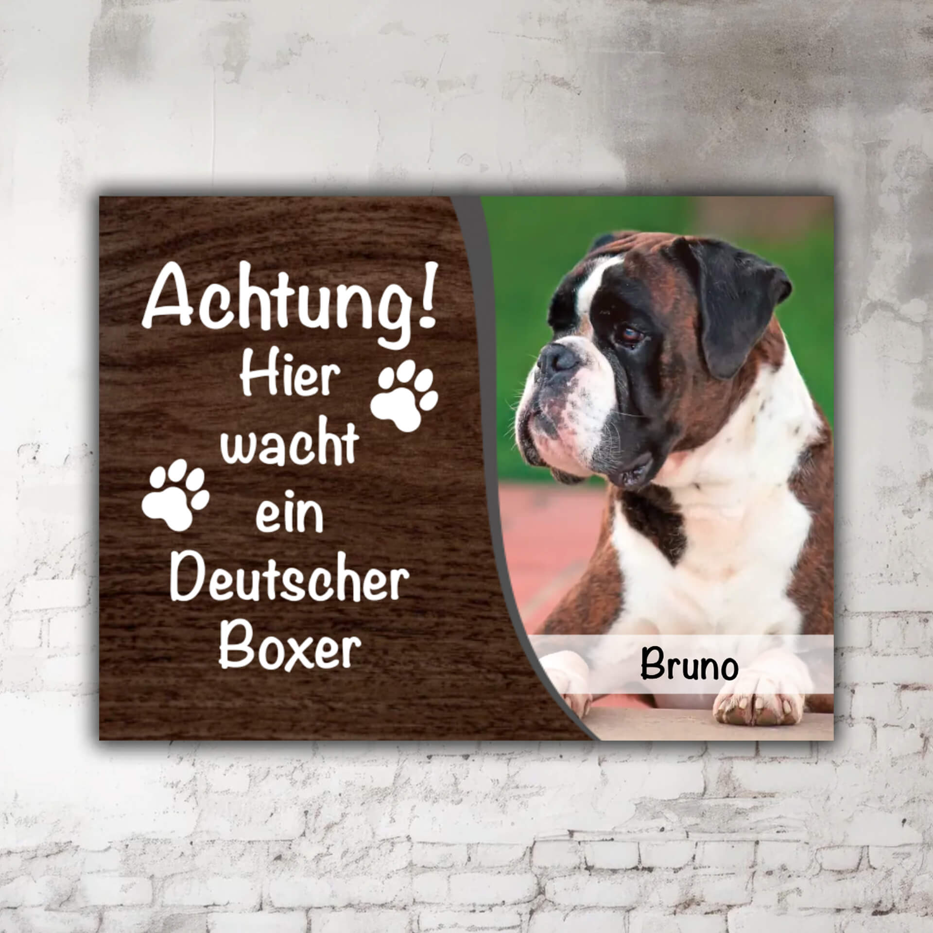 Deutscher Boxer Warnschild mit Foto Motiv P002