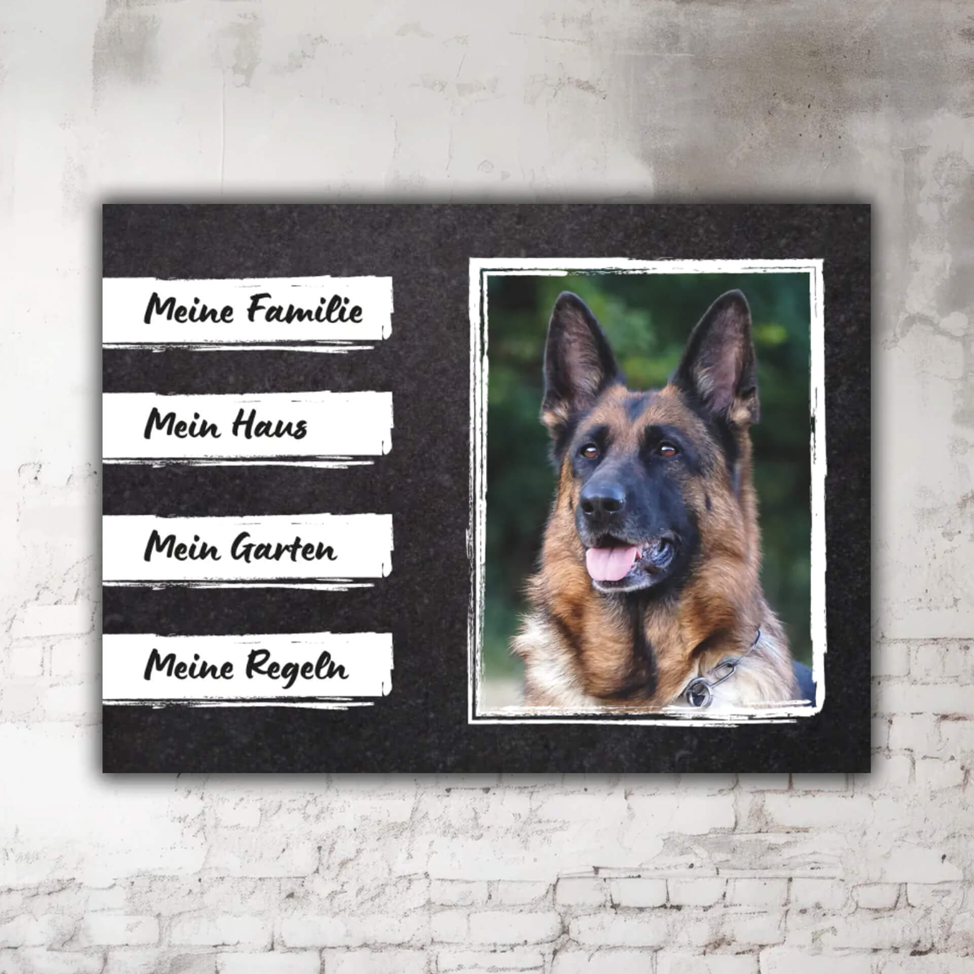 Deutscher Schäferhund Warnschild mit Foto P001