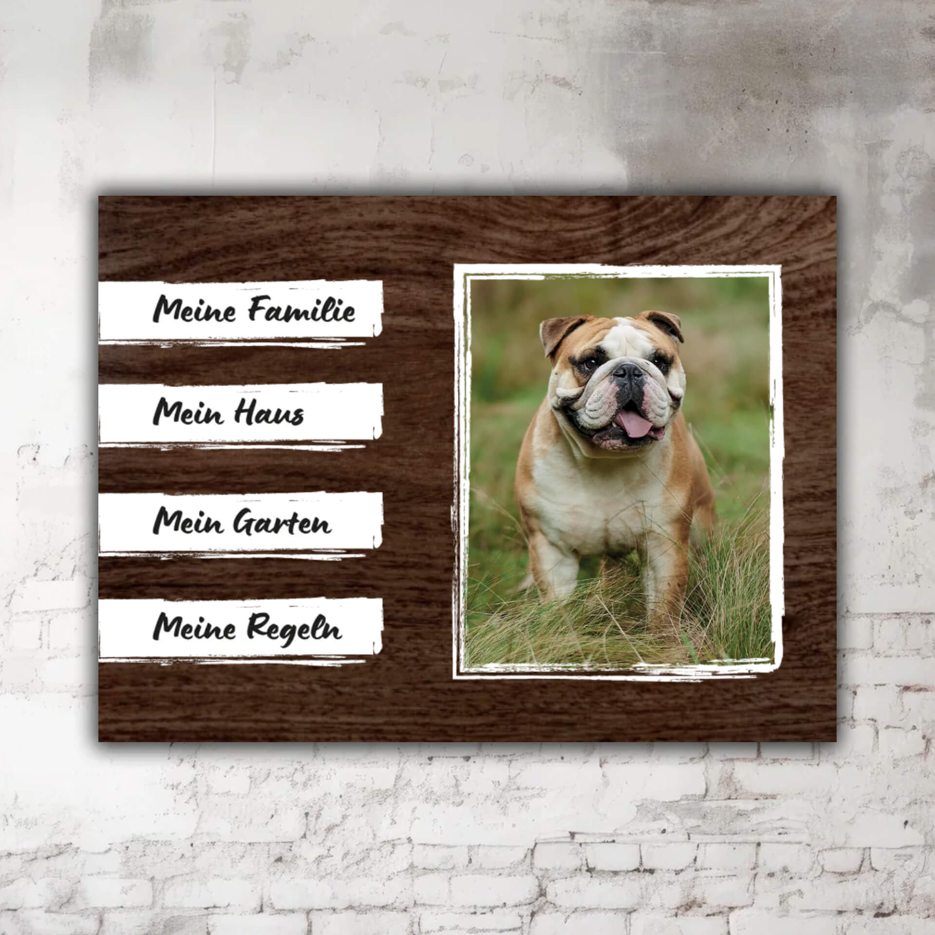Englische Bulldogge Schild mit Foto P001