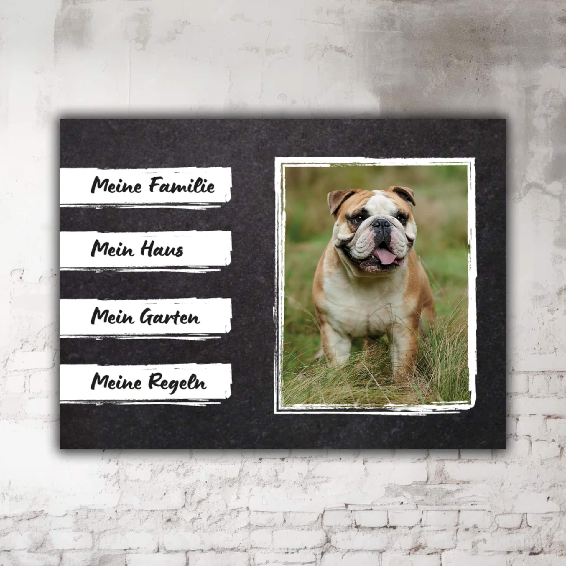 Englische Bulldogge Warnschild mit Foto P001