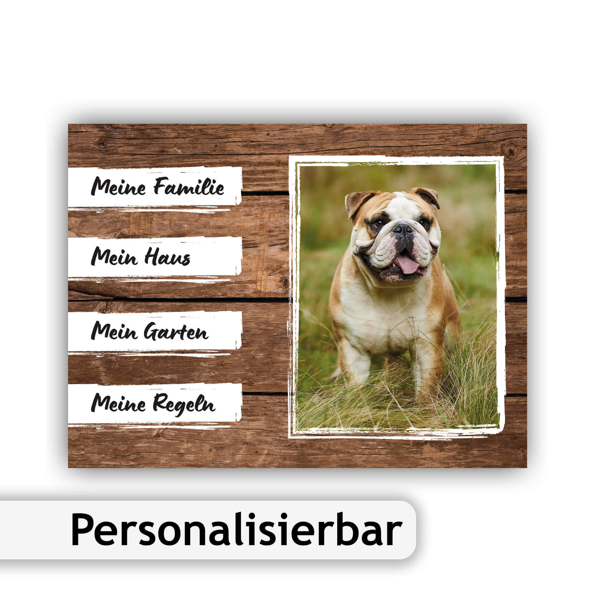 Englische Bulldogge Schild Warnschild personalisiert P001