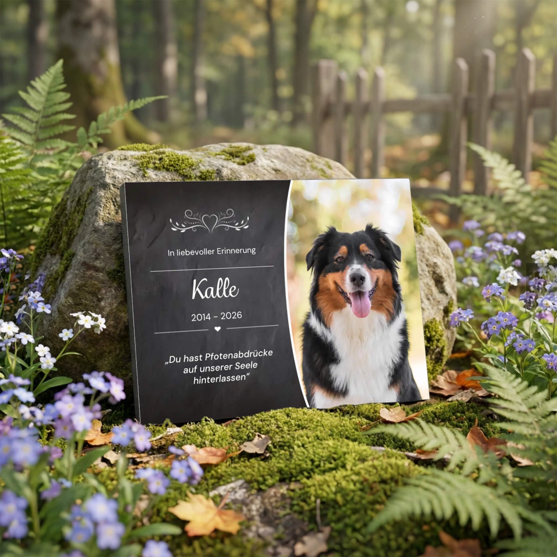 Erinnerungsschild geliebter Hund mit Name Datum
