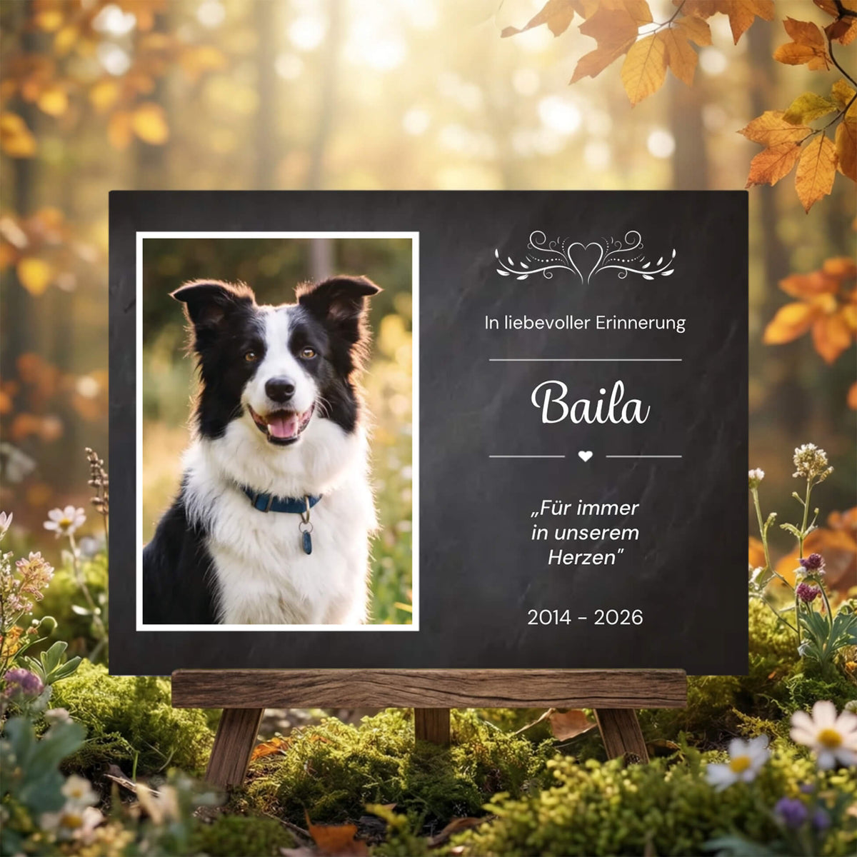 Gedenktafel Hund mit eigenem Foto Hundename