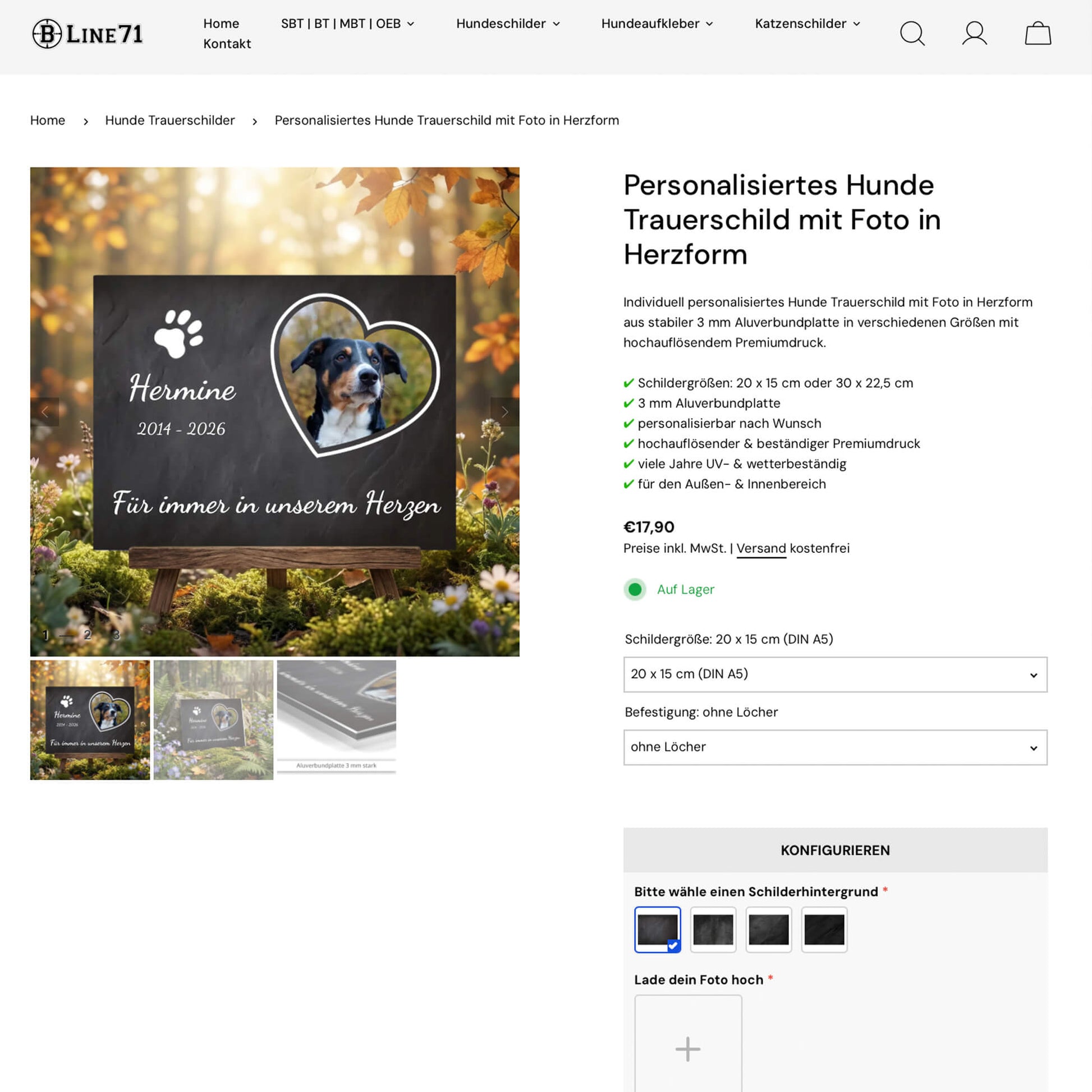 Hunde Trauerschild Konfigurator Presonalisierung