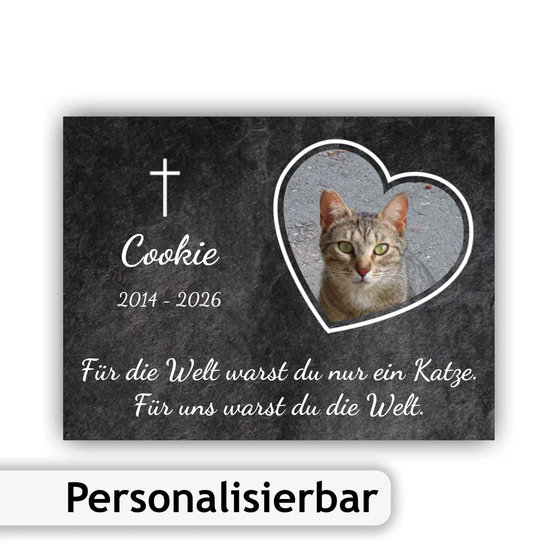 Katzen Trauerschild Gedenktafel personalisierbar 001