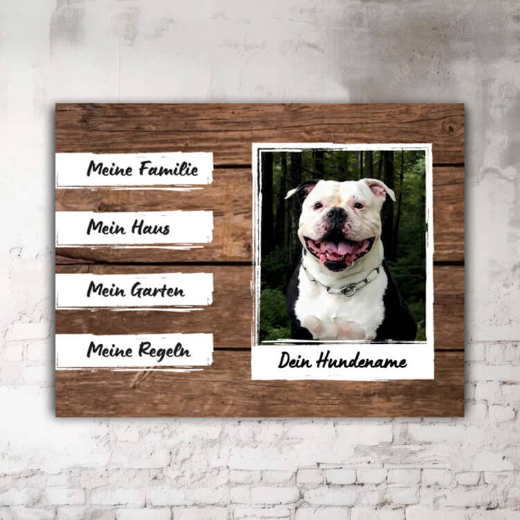 Old English Bulldog Schild personalisiert mit eigenem Foto Name Beschreibung