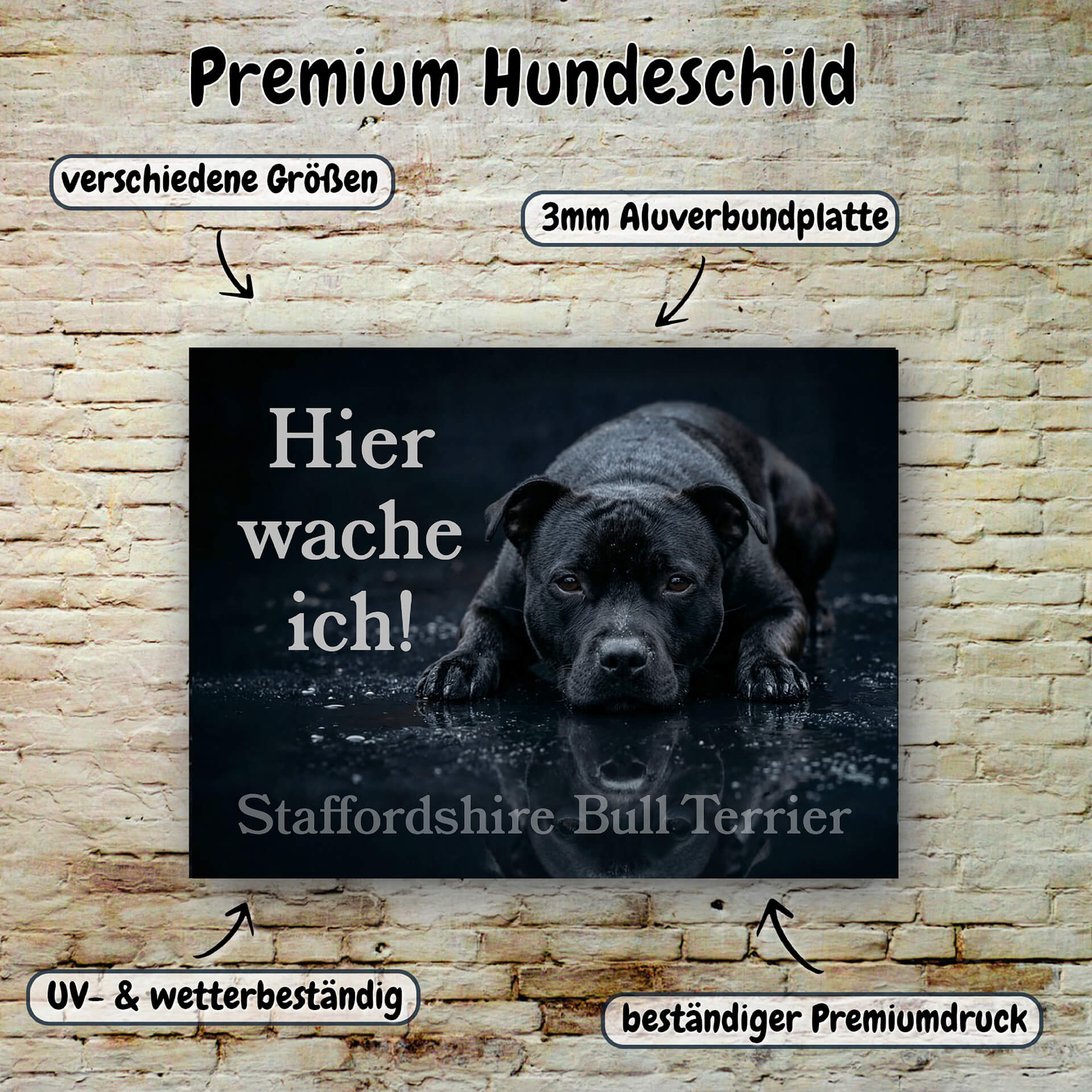 Staffordshire Bullterrier Warnschild 008 Merkmale