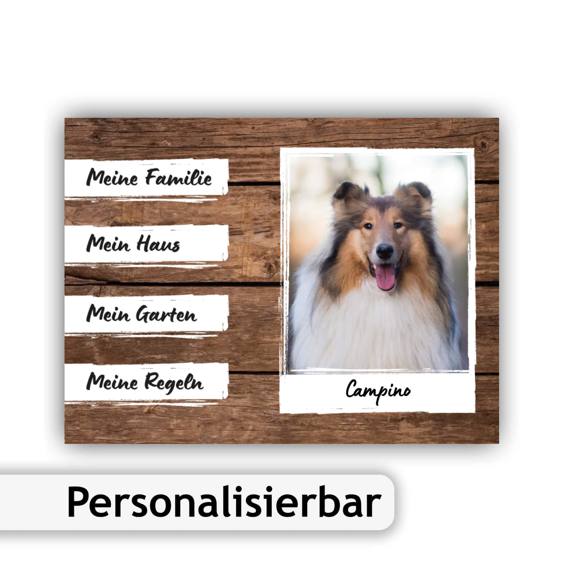 Personalisiertes Hundeschild mit eigenem Foto und Namen