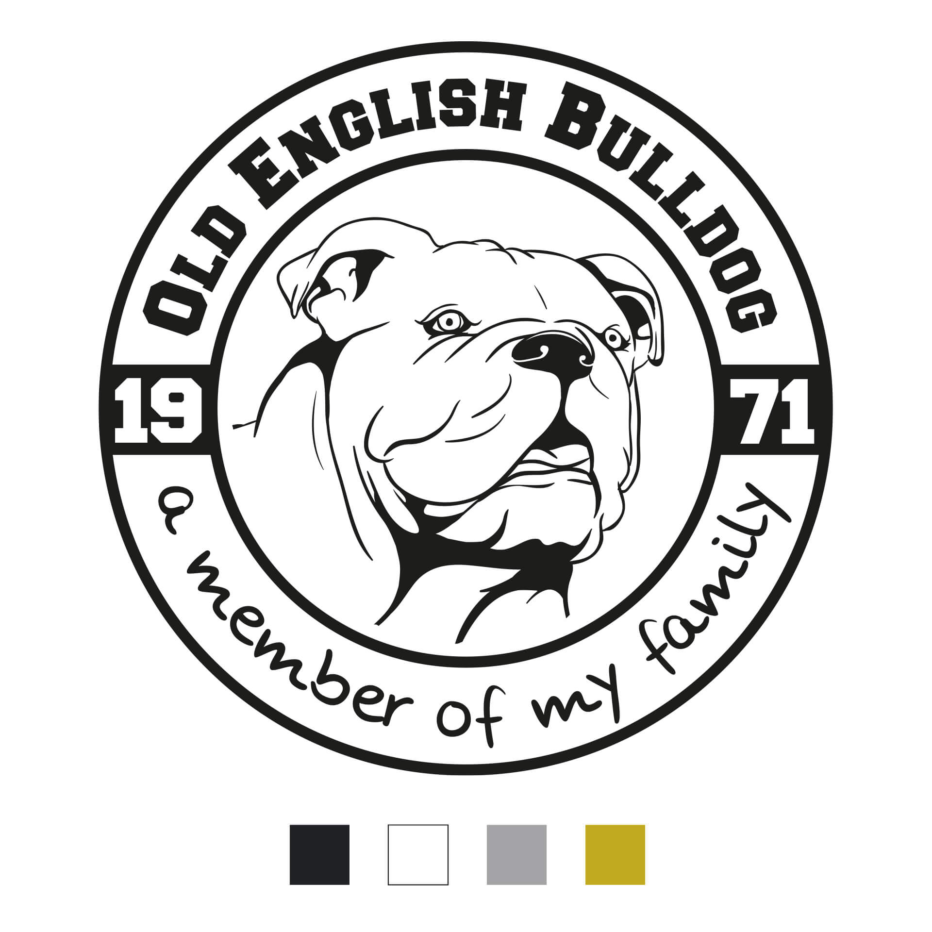 Old English Bulldog Aufkleber Family