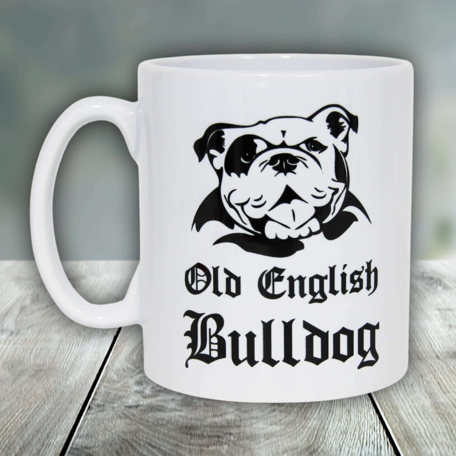 Old Englisch Bulldog Tasse Tag links